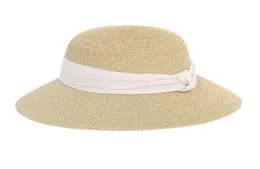 Cappelli a tesa larga Moda Donna039S Cappello estivo Cappello in paglia Cupola da spiaggia Visiera in carta parasole Cappellini da donna di lusso con nastro 6 colori2907590