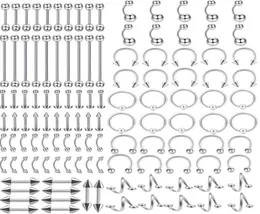 Ringe Schmuckkörper Schmuck Ganze 120pcs Mix Styles Edelstahl Körper Piercing Zunge Augenbrauen Bauch Nasenring AESSORES DROP 3160388