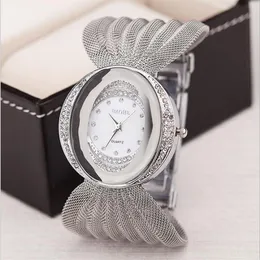 BAOHE Marca Chegada Luxuoso Senhoras Relógio de Pulso Elíptico Dial Ampla Malha de Prata Pulseira Relógio Moda Feminina Relógios Quartz Wrist205t