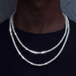 2021 Fashion 1 Row Rhinestone Necklaces Men's Hip Hop Rap Singer Ice Tennis Chain Shiny Women's Necklace189s