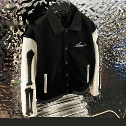 Amires jaquetas masculinas algodão designer bomber blusão varsity jaqueta de beisebol carta retalhos couro tianma bordado streetwear 614
