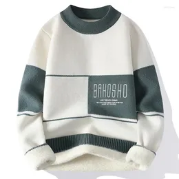 Herrtröjor avancerad lyxig kashmir tröja män vinter halvturtleneck pullover tjock varm pull homme mode man jul jumper