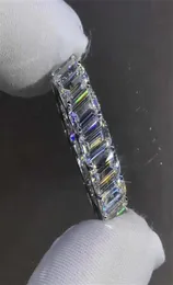 Eternity Full Emerald Cut Lab Diamond Ring 925 Sterling Silver Bijou 약혼 웨딩 밴드 반지 남성 매력 보석류 278T2108521