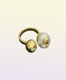 Anelli d'oro dal design classico, lettera di moda, anello con fascia di perle, bague, per le donne, amanti del matrimonio, festa, regalo Jewelry7634171