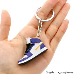 Keychains Lanyards Emation 3D Mini Basketball Shoes Three Nsional Model Keychain Sneakers Couple Souvenir Mobile Phone Key Pendant D ba S6PX