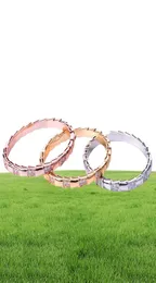 Modemärke smycken set lady mässing glansigt ytavstånd diamant orm 18k guld bröllop engagemang norrow armband ringar 1 sets1079495