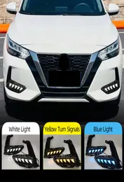 2PCS Car LED Daytime Running Light For Nissan Sentra Sylphy 2019 2020 2021 2022 DRL Fog Lamp cover with yellow turn signal1828842