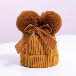 Sombreros Productos para bebés Gorro de dos pisos Invierno de punto Cálido Grueso Calor y viento al aire libre