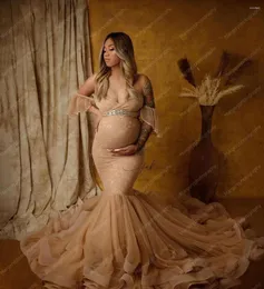 Vestidos casuais rendas e tule vestido de maternidade mangas v pescoço sexy organza fofo plus size sereia nupcial gravidez
