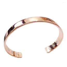 Bracciale rigido in rame puro con magnete energetico e salute, aperto, placcato in oro, colore semplice, braccialetto bio-guarigione sana