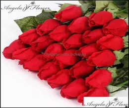 Dekorativa festliga leveranser Gardendecorative Flowers Wreaths Real Touch Rose Bud 25pcslot Artificial Silk Wedding Bouquet Home 1185265