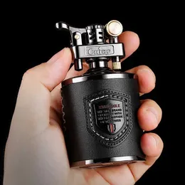 Nova personalidade criativa retro estilo antigo querosene isqueiro incomum portátil à prova de vento metal charuto para presente high end masculino