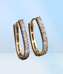 Iced out Paved Zirconia Hoop Earrings 18k Yellow Gold Filled Womens Huggie Earrings Sparkling Gift Pretty Jewelry2900363