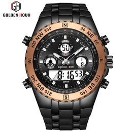 Reloj Hombre GOLDENHOUR Men Watch Quarzt Digital Sport Watch Men erkek kol saati Fashion Outdoor Wrist watch Luminous Male Clock264q