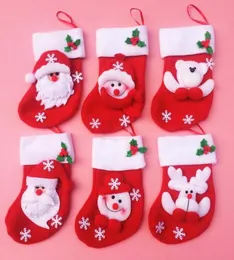 Mini Noel Çorapları 3563inch Noel Sock Santa Santa Dokunmasız Hediye Çantası Noel Süsleri CT058912478