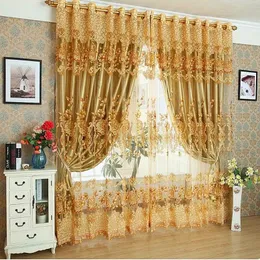 Curtain Luxury Pure Golden Blackout Curtains Jacquard Shading Window Valance for Living Room Bedroom Decoration Custom 231211