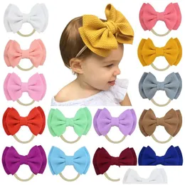 Haaraccessoires 20 kleuren babyaccessoires babymeisje schattig grote strik hoofdband pasgeboren effen hoofddeksels hoofdtooi nylon elastische haarband Dhktu