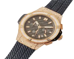 Reloj de alta calidad para hombre, correa de goma de 42mm, caja de diamante, relojes de cuarzo de oro rosa para hombre, reloj de pulsera masculino maestro 4300115