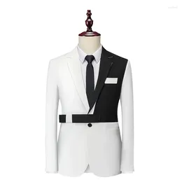 Ternos masculinos 2023 Autumn High Quality Suit Coat Simples Empresa Simples Splicing Casual Contraste Casual Contraste Top Men Blazer Slim Fit