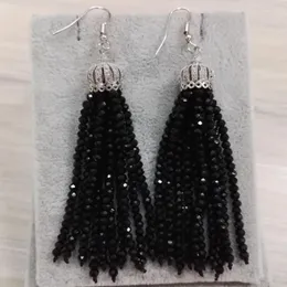 Dangle Küpe Boho Bohem Mücevher Kırmızı Mavi Siyah Gümüş Renk Cam Boncuklu Pubsel Beyaz CZ Zirkon Taç Takılar Kadın