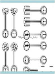 Stud Jewelrystud 10st/Set Luxury Studs Earrings for Women Ball Earring Shinning Crystal Ear Piercing Lage Smycken Aessory1 Drop Delive1646465