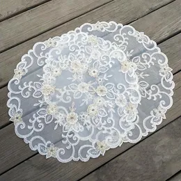 Broderi bordsmatta placemats spets pad virkning doilies cup coster mugg dämpare matsal 42 cm rund placemat kök274u