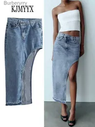 Röcke KJMYYX Asymmetrischer, fester Denim-Rock mit hoher Taille für Damen, neuer Frühlingsrock, neuer Stil, Schrittabdeckung, dünner A-Linien-Rock für Damen, L231212