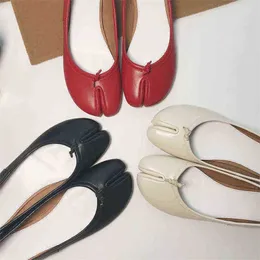 Женские модельные туфли из коровьей кожи с раздельным носком, туфли-лодочки ниндзя на плоской подошве, прочная и ультрамягкая сухожильная подошва, женская 220718