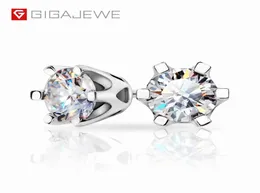 GIGAJEWE Christmas Gift EF Total 1ct Round Cut Stud Earrings Diamond Test Passed Moissanite 18K White Gold Plated 925 Silver Earri6713779