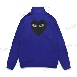 Commes Hoodie Designer Masculino Hoodies Com Des Garcons Mockneck CDG PLAY Big Heart Hoodie Full Zip Up Marca Bege 76O3