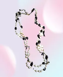 Women Long Chains Layered Pearl Beaded Necklace Collares de moda Number 5 Flower Party Jewelry4519457