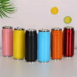 LDFCHENNEL 500ML Sports Thermos Cup With Straw Thermal Beverage Cans Cola Mugs Stainless Steel Vacuum Insulated Water Bottles 2012216L