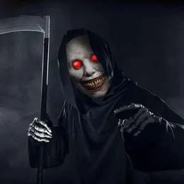 Parlayan Led Maske Ürpertici Cadılar Bayramı Maskesi Gülümseyen Şeytanlar Kötü Cosplay Props Korku Tatil Partisi 2021 Hediye Maskesi G220412267W