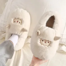 Chinelos Feminino Inverno Home Floor Shoes Cartoon Cute Little Sheep Engrossado Pelúcia Quente Sapatos de Algodão Chinelos de Algodão Chinelos Peludos Quentes 231212