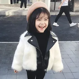 Cardigan Girls Fur Coat Jacket Cotton Outwear Overcoat 2023 Söt varmt tjockare plus Velvet Winter Autumn Teenager Fuzzy Children S Clothin 231211