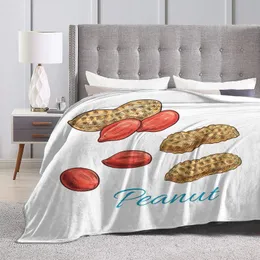 Мягкое фланелевое флисовое одеяло с арахисовым маслом, эскиз ядра арахиса и свежего арахиса в скорлупе, уютный плюш для использования в помещении и на открытом воздухе, бурый лосось 50 x 60 дюймов