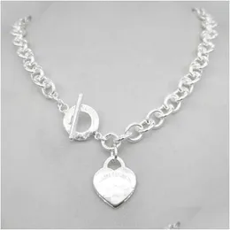 Anhänger Halsketten Design Mann Frauen Mode Halskette Anhänger Kette S925 Sterling Silber Schlüssel Rückkehr zum Herzen Liebe Marke Charme mit Box Dro Dhikc