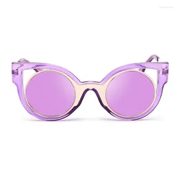 Güneş gözlükleri Candisgy Yuvarlak Küçük Moda Kadın Marka Tasarımcısı Boyut Ayna Cateye Party Vintage Beach Lady Güneş Gözlükleri