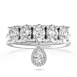 Choucong merk trouwringen luxe sieraden 925 sterling zilver halve eeuwigheid ovaal geslepen witte topaas CZ diamanten edelstenen met peer 290 g