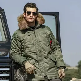 Mens Down Parkas Winter N3B Puffer Jacket Men Long Canada Coat Military Fur Hood Warm Trench Camouflage Tactical Bomber Army Korean Parka 231212