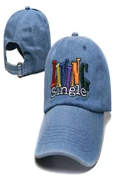 LIVING одинарная джинсовая Мужская женская бейсболка Дизайнерская шляпа Встроенные кепки Уличная кепка Унисекс Регулируемый купол с вышивкой букв4761942