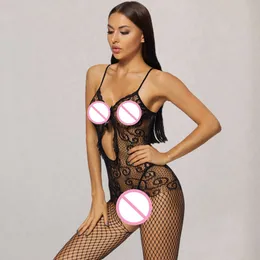 Sexy giarrettiera a rete bodystocking scava fuori tuta a rete intera lingerie da donna intimo lady set costumi abbigliamento erotico sexy