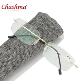 Super Light Folding Flexible Memory Titanium Rimless Reading Glasses Oculos De Grau1 0 1 5 2 0 2 5 3 0 3 5 Sunglasses291F