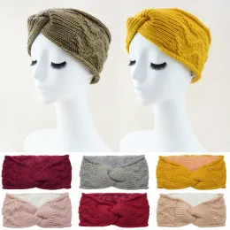 Wave Cross Plush Knitted Headband Hair Accessories Crochet Ear Warmer Cold-proof Head Cover Hair Band Fleece Lined Headwrap DIY