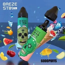 100% Original Electronics Cigarettes BREZE STIIK Fit 6000 puffs 15ml 650mah Smoke oil bottle design with dustproof cover Disposable vape pen