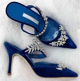 Scarpe eleganti da donna di lusso sandali con pantofola con pompa scarpe tacco alto con strass Lurum Ciabatte in raso impreziositi da cristalli pompe da sposa sexy a punta per feste382