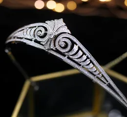 Europäische einfache funkelnde Vollzirkon-Braut-Tiaras, Kronen, vergoldete Kristall-Hochzeits-Haarbänder für Bräute, Brautjungfern-Schmuck T1906298984003