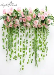 1M Disposizione di fiori artificiali personalizzati con piante pendenti di salice verde Decor Arco di nozze Sfondo Evento di festa Fiore di seta Row2125984