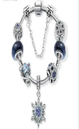 Charm pärlor passar för smycken 925 silverarmband snöflinga hänge armband blå himmel pumpa vagn charms diy smycken med presentförpackning3444690