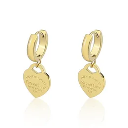 Dangle Lustre Style En Acier Inoxydable Bijoux De Mode Pendentif En Forme De Coeur Boucles D'oreilles Amour Pour Les Femmes Cadeaux De Mariage De Fête 263g